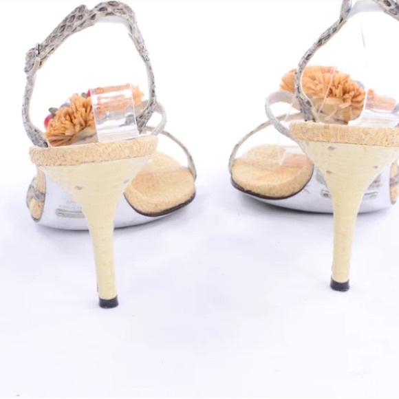 DOLCE & GABBANA shoes Raffia & Fruit Snakeskin Slingback Sandals Heels - Picture 2 of 14